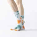 Tie-dye yoga sokken met antislipzool, comfortabele sportieve pilates sokken voor dames. - Eén maat / Diep bosrijk