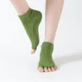 Chaussettes de yoga sans orteils antidérapantes pour femmes, chaussettes de sport vertes. - Taille unique / Vert Militaire