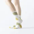Tie-dye yoga pilates non-slip mid-calf socks with grip dots, comfortable workout socks. - One Size / Army Green