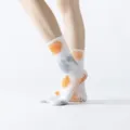 Tie-dye yoga pilates grip crew socks in contrasting colors for women fitness and workout. - One Size / Grey Orange
