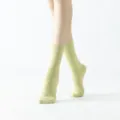 Morandi light green mid-calf yoga socks with anti-slip grip soles, comfortable variant style - One Size / Light Tan Green