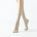 Solid color yoga socks with grip dots, minimalist mid-calf floor socks for women and men. - One Size / Khaki