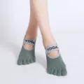 Comfortable five toe yoga socks with strap non slip pilates fitness dance grey soft breathable - One Size / Solid Olive Green
