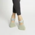 Calcetines de yoga antideslizantes con tiras cruzadas, rizo grueso pilates fitness - Talla única / Verde Frijol
