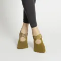 Calcetines de yoga verdes cruzados, calcetines de pilates antideslizantes para mujeres, fitness. - Talla única / Amarillo Mostaza