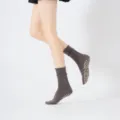 Dames volant yoga sokken antislip vloersokken effen kleur halverwege de kuit nieuw - Eén maat / Bruingrijs