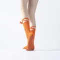 Orange ribbon grip yoga socks for women, anti-slip pilates and dance socks variant. - One Size / Vibrant Orange