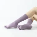 Purple five toe yoga socks for women, anti slip grip pilates socks for dance and fitness. - One Size / Light Purple