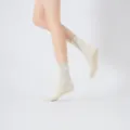 Dames antislip yogasokken met gerimpelde rand effen kleur sportsokken met grip punten - Eén maat / Licht Havermouth