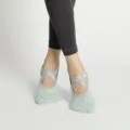 Calcetines de yoga antideslizantes para mujer, pilates danza con correas cruzadas plateadas. - Talla única / Verde Leche Claro