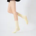 Women ruffles yoga socks solid color non-slip floor socks cute mid tube socks yellow - One Size / Milky Yellow