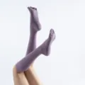 Purple five toe yoga grip socks non slip pilates mid tube fitness socks for women active wear. - One Size / Wisteria Purple