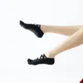Black strappy yoga socks five toe non slip pilates fitness and sports socks for women - One Size / Full Toe Black