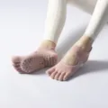 Non-slip yoga socks for women, breathable pilates five toe sports socks in soft pink. - One Size / Full-Toe Lotus Root Pink