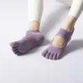 Women non-slip five toe yoga pilates socks purple open back grip socks sports fitness - One Size / Full-Toe Wisteria Purple