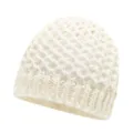 Women's Hollow Knit Beanie Solid Color Spring Autumn Pullover Hat Breathable Crochet Cap - One Size / Beige