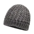 Grey hollow-out knit beanie hat, spring autumn breathable diamond mesh crochet cap for women. - One Size / Gray