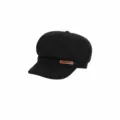 Black suede baker boy hat for women, autumn winter vintage newsboy hat, stylish wide brim. - Adjustable / Black