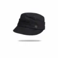 Berretto militare piatto in denim nero plissettato stile retro cappello elegante donna quotidiano - Taglia unica / Cappello da Equitazione Pieghettato (A-FFJ02972) / Nero