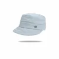Berretto piatto in denim azzurro da donna, cappello militare vintage con tesa larga. - Taglia unica / Cappello da Equitazione Pieghettato (A-FFJ02972) / Azzurro