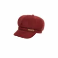 Womens suede newsboy cap vintage octagonal hat wine red stylish wide brim painter hat autumn winter - Adjustable / Burgundy