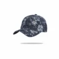 Dunkelblaue Batik-Jeans-Baseballkappe mit Stern-Mond-Muster, lässiger Vintage-Stil für Herbst. - Verstellbar / Dunkelblau