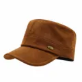 Korean style flat top equestrian cap retro suede military hat for women stylish autumn winter - 54-58cm / Brown