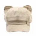Cute cat ear beret hat for women, autumn and winter sweet Japanese style newsboy painter hat. - 54-58cm (One Size) / Beige