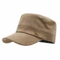 Knit suede flat top hat women retro military cap stylish vintage cadet hat khaki color - 54-58cm / Beige