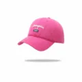 Pink cotton baseball cap with Los Angeles embroidery, stylish curved brim for women. - Adjustable / Soft Top Embroidered Baseball Cap (A-MW02876) / Rose Red