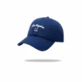 Classic blue baseball cap with stylish Los Angeles embroidery, casual cotton hat for daily wear. - Adjustable / Soft Top Embroidered Baseball Cap (A-MW02876) / Sapphire Blue