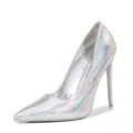 Silver holographic pointed toe stiletto high heels fashion women dress party shoes - 35 / Silver