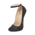 Zapatos de tacón de aguja con purpurina negra para mujer fiesta muy elegantes - 35 / Negro