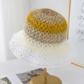 Gradient Woven Bucket Hat Multicolor Straw Sun Hat Casual Summer Beach Vacation Sun Hat - Adjustable / Khaki