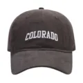 Καπέλο τζόκεϊ με λευκό κέντημα Colorado, κομψό καπέλο ηλίου για καθημερινή χρήση. - Ένα μέγεθος / σκούρο γκρι
