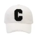 Gorra de béisbol de borreguito blanco con parche de letra C negra, gorro de invierno. - Talla única / Blanco
