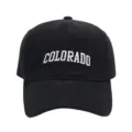 Μαύρο καπέλο μπέιζμπολ με λευκό κέντημα Colorado, casual καπέλο ηλίου για άνδρες. - Ένα μέγεθος / Μαύρο