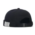 Gorra dockser sin ala de algodón negro estilo retro melón correa ajustable verano tendencia - Talla única / Negro