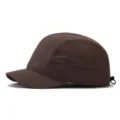 Dark brown short brim baseball cap, retro soft top quick dry sun protection duck hat. - Regular Size / Coffee