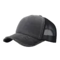 Μαύρο ξεwashed mesh trucker cap, βαμβακερό ανδρικό καπέλο baseball για το καλοκαίρι. - Ένα μέγεθος / Μαύρο