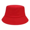 Red Cotton Bucket Hat Summer Sun Protection Casual Fisherman Hat Outdoor Unisex Cap - One Size / Red