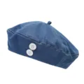 Blauwe denim baret voor vrouwen Koreaanse stijl mode schildersmuts met witte knopen - Knoopsluiting / Middelblauw