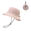 Quick-dry bucket hat with adjustable chin strap, foldable packable sun hat for outdoor. - One Size / Pink