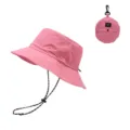 Pink packable bucket hat with wind rope, quick-drying summer sun protection outdoor cap. - One Size / Sakura Pink