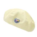 Light yellow bubble fabric beret hat for women, cute embroidered heart patch stylish painter cap. - One Size / Heart Flower Yellow