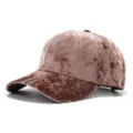 Velvet baseball cap for men and women, autumn winter casual curved brim plain hat. - One Size / Coffee