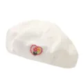 Stylish white bubble gauze beret for women, cute floral heart embroidery painter hat casual. - One Size / Heart Flower Off-White