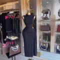 Cross-border elegant sleeveless black long dress with pleated ribbon and metal buckle for women - S / Black
