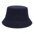 Classic navy blue cotton bucket hat for men and women, casual outdoor sun protection sun hat. - One Size / Black