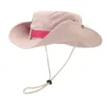 Chapeau de soleil de randonnée rose avec large bord, mentonnière réglable et boutons. - Taille unique / Rose